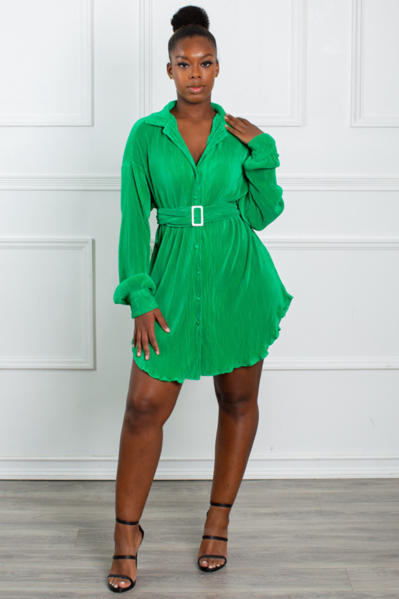 BELTED PLEATED DRESS -(𝐅𝐈𝐍𝐀𝐋 𝐒𝐀𝐋𝐄)